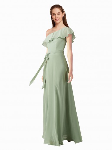 Flutter Sleeves One Shoulder Soft Chiffon A-Line Bridesmaid Dress Newcastle