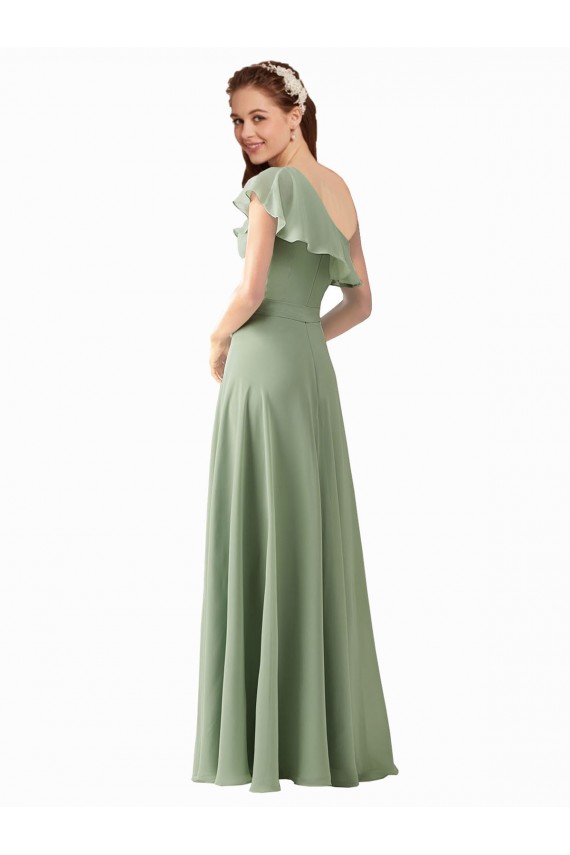 Flutter Sleeves One Shoulder Soft Chiffon A-Line Bridesmaid Dress Newcastle