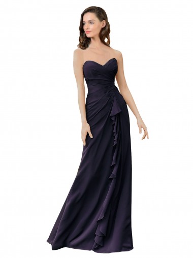 Sleeveless Dark Navy Sweetheart Soft Chiffon Sheath Bridesmaid Dress Newcastle