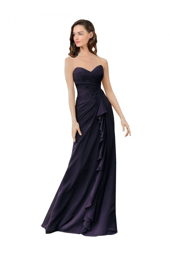 Sleeveless Dark Navy Sweetheart Soft Chiffon Sheath Bridesmaid Dress Newcastle