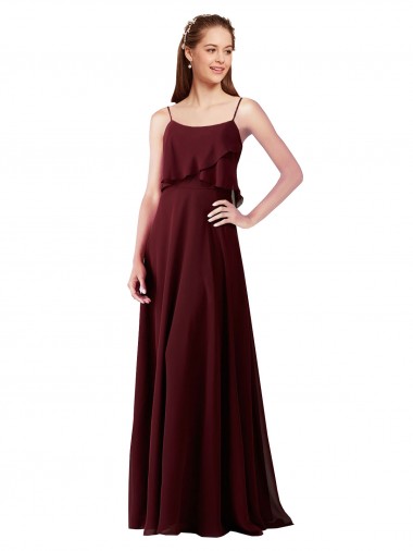 Sleeveless Spaghetti Straps Chiffon A-Line Bridesmaid Gowns Newcastle