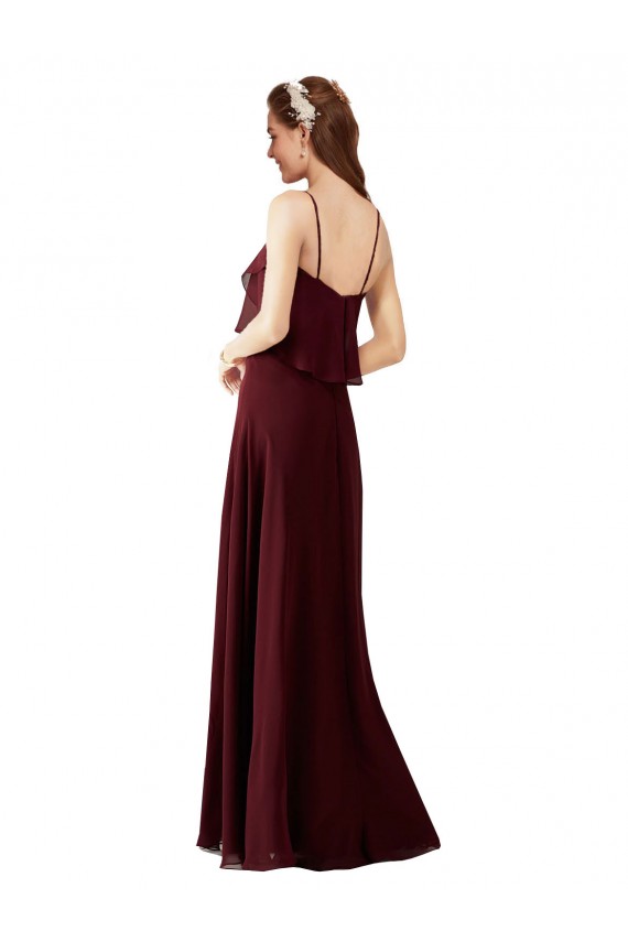 Sleeveless Spaghetti Straps Chiffon A-Line Bridesmaid Gowns Newcastle