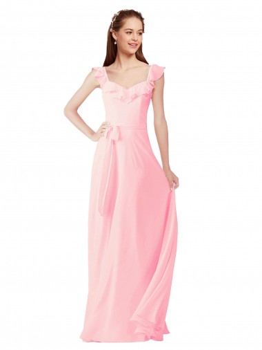 Cap Sleeves V-Neck Soft Chiffon A-Line Bridesmaid Dress Newcastle