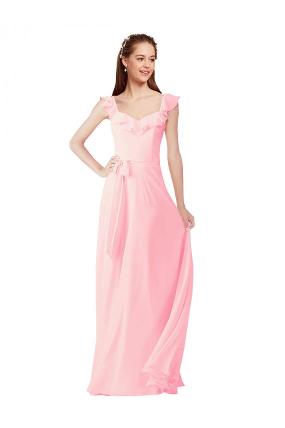 Cap Sleeves V-Neck Soft Chiffon A-Line Bridesmaid Dress Newcastle