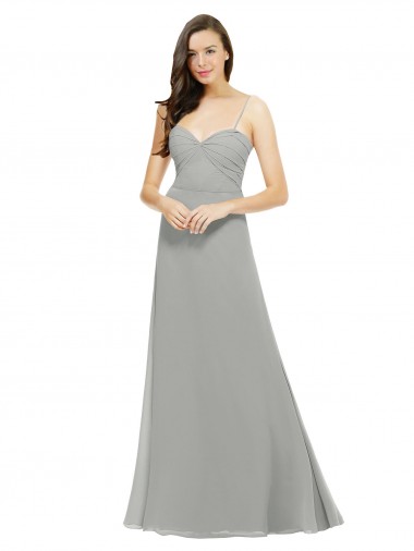 Sleeveless Silver Spaghetti Straps Chiffon A-Line Bridesmaid Dress Newcastle