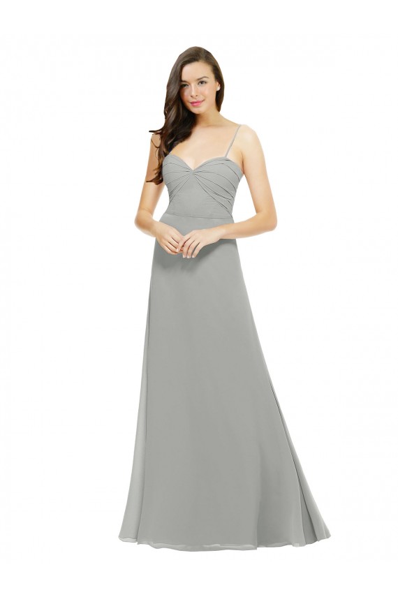 Sleeveless Silver Spaghetti Straps Chiffon A-Line Bridesmaid Dress Newcastle