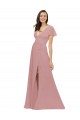 Flutter Sleeves Dusty Pink V-Neck V-Back Chiffon A-Line Bridesmaid Dress / Evening Dress Newcastle