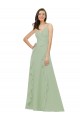 Sleeveless Smoke Green Spaghetti Straps Soft Chiffon A-Line Bridesmaid Dress Newcastle