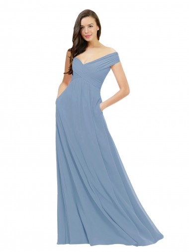 Sleeveless Off the Shoulder Chiffon A-Line Bridesmaid Dress / Evening Gowns Newcastle