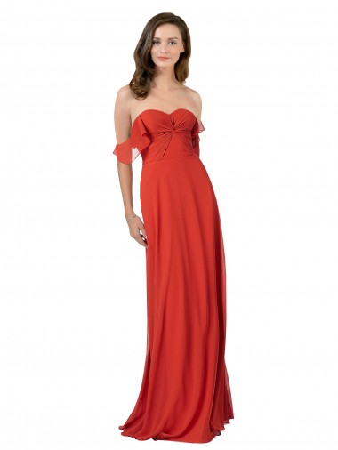 Sleeveless Red Sweetheart V-Back Soft Chiffon A-Line Bridesmaid Dress Newcastle