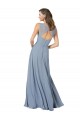 Sleeveless Dusty Blue Spaghetti Straps Keyhole Back Soft Chiffon A-Line Formal Dress / Bridesmaid Dress Newcastle