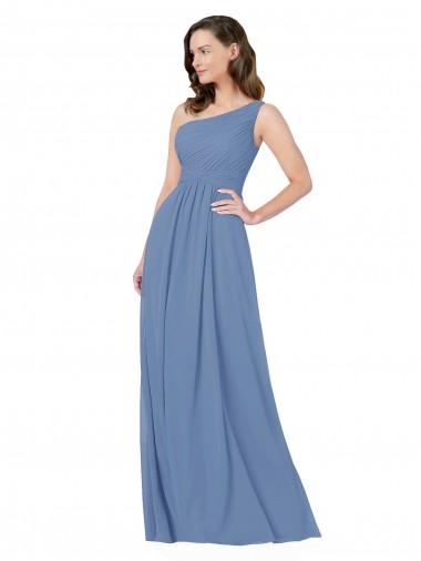 Sleeveless Windsor Blue One Shoulder Soft Chiffon Sheath Bridesmaid Dress Newcastle