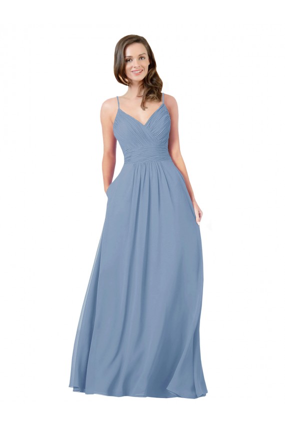 Sleeveless V-Neck Criss Cross Back Chiffon A-Line Bridesmaid Dress / Evening Dress Newcastle