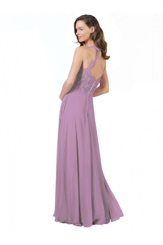 Sleeveless Dark Lavender Spaghetti Straps Soft Chiffon & Lace A-Line Bridesmaid Dress Newcastle