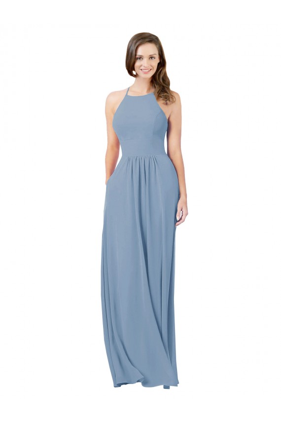 Sleeveless Halter Keyhole Back Chiffon A-Line Bridesmaid Gowns Newcastle