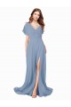 Cap Sleeves V-Neck Soft Chiffon A-Line Black Tie Prom Dress / Bridesmaid Dress Newcastle
