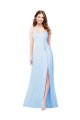 Sleeveless Light Sky Blue Spaghetti Straps Soft Chiffon Sheath Bridesmaid Dress Newcastle