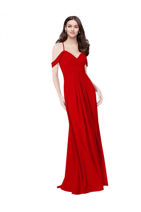 Sleeveless Dark Red V-Neck Criss Cross Back Soft Chiffon A-Line Bridesmaid Dress Newcastle