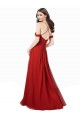 Sleeveless Dark Red V-Neck Criss Cross Back Soft Chiffon A-Line Bridesmaid Dress Newcastle