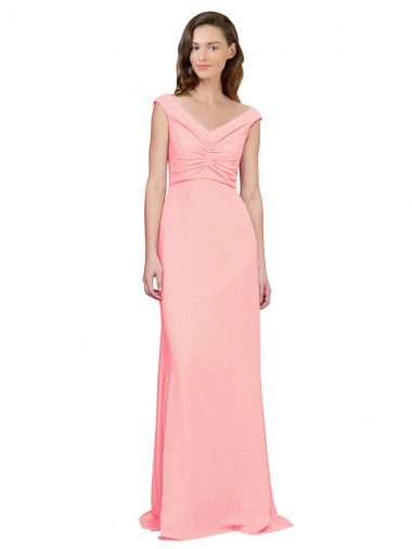 Sleeveless Salmon V-Neck Soft Chiffon A-Line Bridesmaid Dress Newcastle