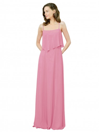 Sleeveless Skin Pink Spaghetti Straps Soft Chiffon A-Line Bridesmaid Dress Newcastle
