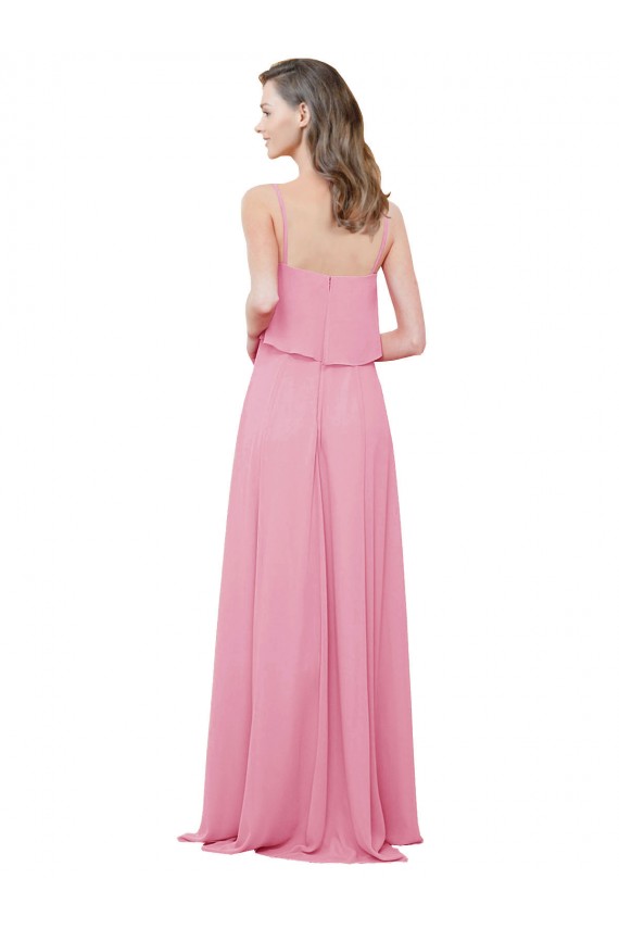 Sleeveless Skin Pink Spaghetti Straps Soft Chiffon A-Line Bridesmaid Dress Newcastle