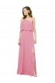 Sleeveless Skin Pink One Shoulder Soft Chiffon A-Line Bridal Party Dress Newcastle