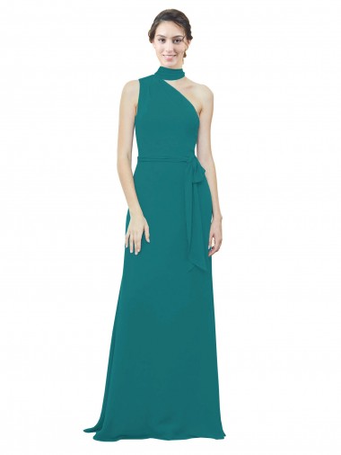 Sleeveless Hunter One Shoulder Soft Chiffon A-Line Bridesmaid Dress Newcastle