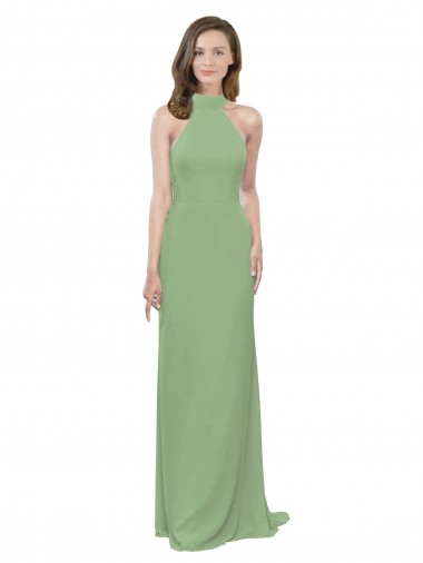 Sleeveless Halter Neck Soft Chiffon A-Line Formal Dress / Bridesmaid Dress Newcastle