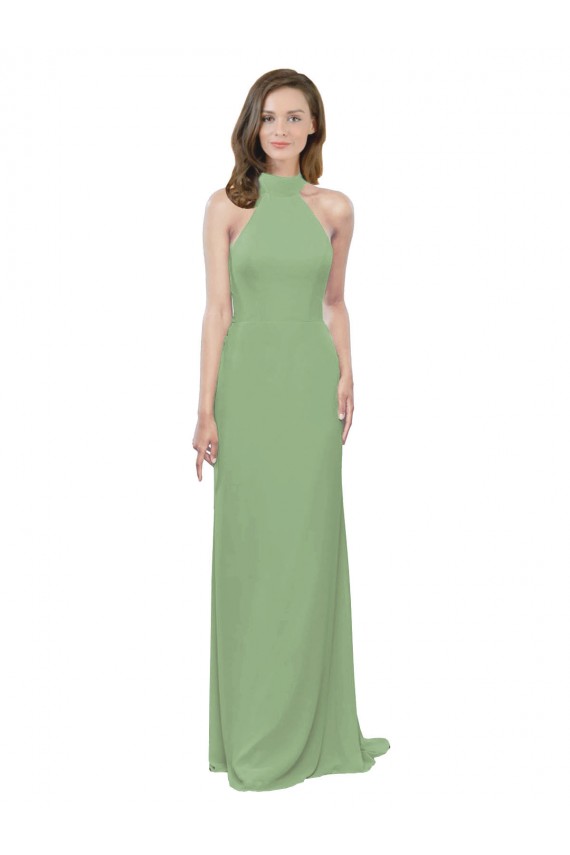 Sleeveless Halter Neck Soft Chiffon A-Line Formal Dress / Bridesmaid Dress Newcastle