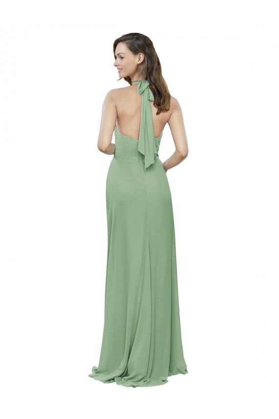 Sleeveless Halter Neck Soft Chiffon A-Line Formal Dress / Bridesmaid Dress Newcastle
