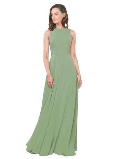 Sleeveless Seagrass Square Neck Soft Chiffon A-Line Bridesmaid Dress Newcastle