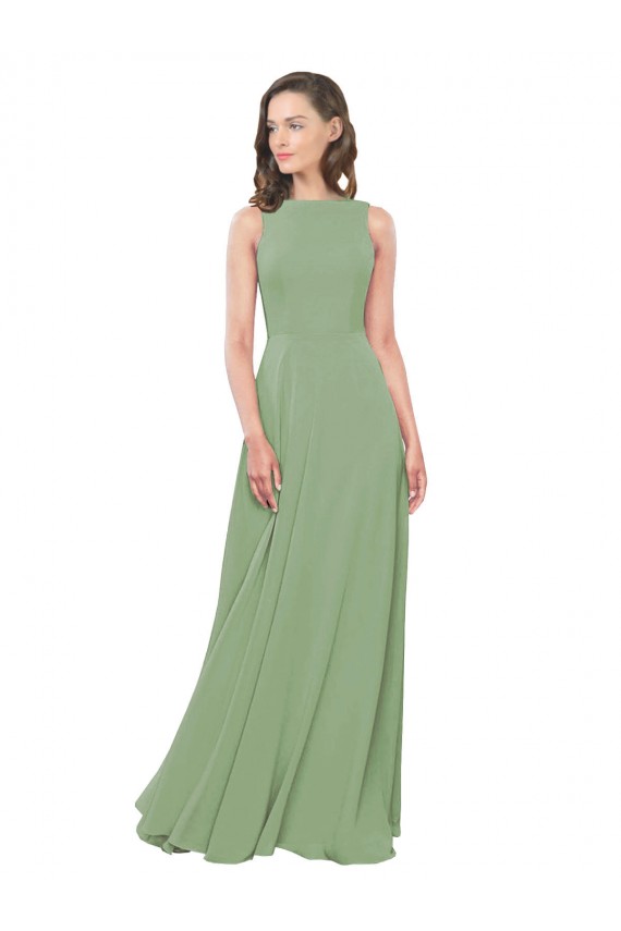 Sleeveless Seagrass Square Neck Soft Chiffon A-Line Bridesmaid Dress Newcastle