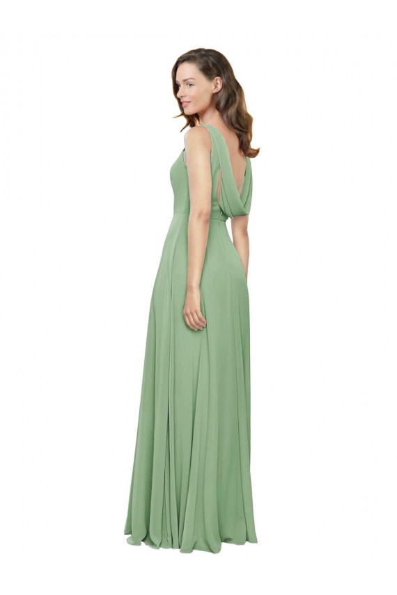 Sleeveless Seagrass Square Neck Soft Chiffon A-Line Bridesmaid Dress Newcastle