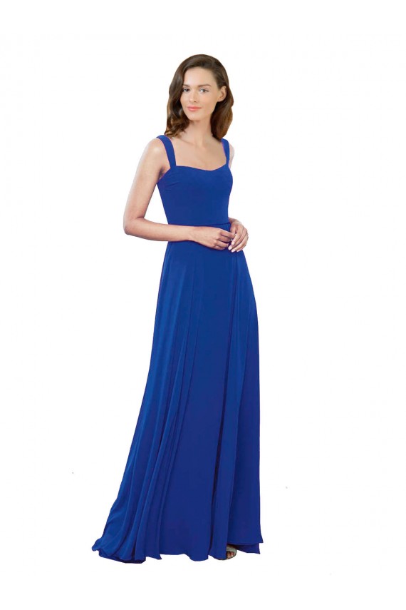 Sleeveless Royal Blue Square Neck Soft Chiffon A-Line Bridesmaid Dress Newcastle