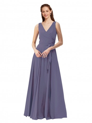 Sleeveless Silver Stone V-Neck Soft Chiffon A-Line Bridesmaid Dress Newcastle