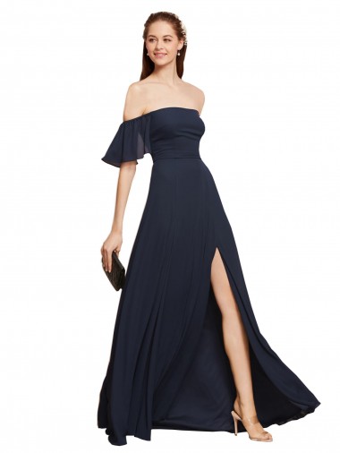 Sleeveless Off the Shoulder Soft Chiffon A-Line Prom Dress / Bridesmaid Dress Newcastle