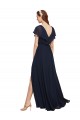 Cap Sleeves V-Neck V-Back Chiffon A-Line Evening Gowns / Bridesmaid Dresses Newcastle