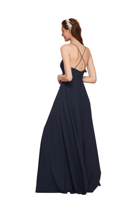 Sleeveless Spaghetti Straps Criss Cross Open Back Soft Chiffon A-Line Bridesmaid Dresses Newcastle