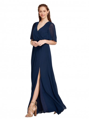 Flutter Sleeves V-Neck Soft Chiffon A-Line Bridesmaid Dress / Formal Dress Newcastle