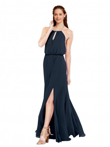 Sleeveless Halter Neck Criss Cross Open Back Chiffon A-Line Bridesmaid Dress / Evening Dress Newcastle