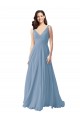 Sleeveless Dusty Blue V-Neck Chiffon A-Line Wedding Party Dress Newcastle