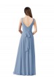 Sleeveless Dusty Blue V-Neck Chiffon A-Line Wedding Party Dress Newcastle