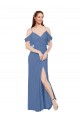 Sleeveless Windsor Blue Off the Shoulder Soft Chiffon A-Line Bridesmaid Dress Newcastle