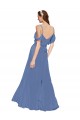 Sleeveless Windsor Blue Off the Shoulder Soft Chiffon A-Line Bridesmaid Dress Newcastle