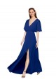 Flutter Sleeves V-Neck Open Back Chiffon A-Line Bridesmaid Dress / Evening Gowns Newcastle