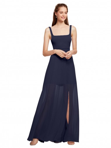 Sleeveless Dark Navy Spaghetti Straps Chiffon A-Line Bridesmaid Dress / Evening Dress Newcastle