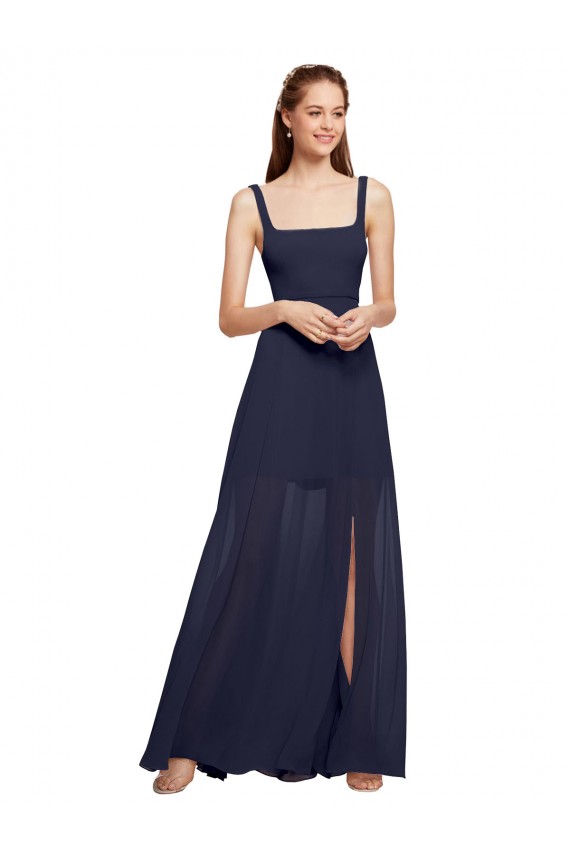 Sleeveless Dark Navy Spaghetti Straps Chiffon A-Line Bridesmaid Dress / Evening Dress Newcastle