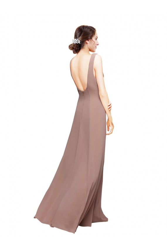 Sleeveless V-Neck Low Back Chiffon A-Line Bridesmaid Dress Newcastle