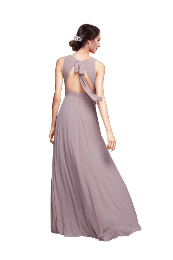 Sleeveless V-Neck Open Back Chiffon A-Line Wedding Guest Dress Newcastle